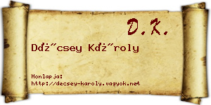 Décsey Károly névjegykártya