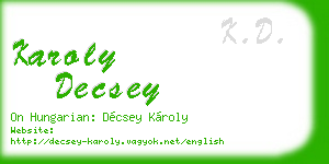 karoly decsey business card